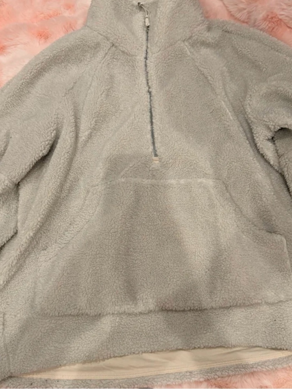lululemon athletica Light Gray Sherpa Half-Zip Pullover